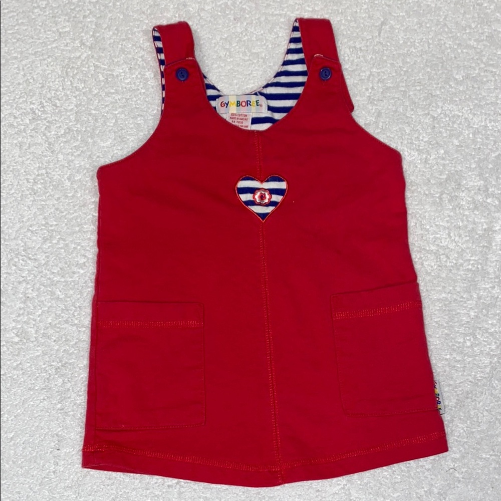 Vintage rainbow tag Gymboree Sleeveless jumper Dress Heart Detail xsmall 9/18m